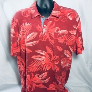 Tommy Hilfiger Men's XL Red Tropical Hawaiian Polo